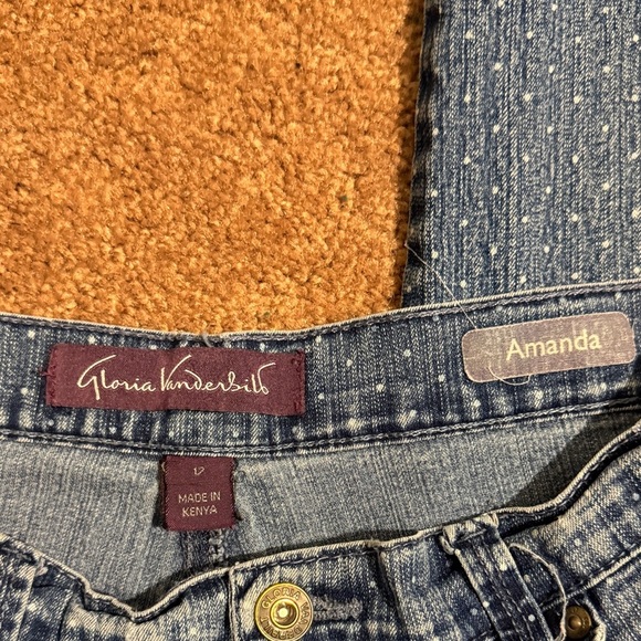 Super Cute Gloria Vanderbilt Blue Straight Leg Jeans Polka dots on Medium Wash - Picture 2 of 8